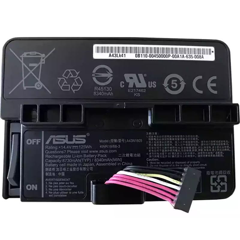 (image for) A43N1605 Battery For Asus A43Lk41 0B110-00450000P 14.4V 125Wh 4INR19 66-3