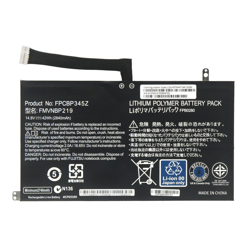 (image for) FPCBP345Z FMVNBP219 FPB0280 Battery Replacement For Fujitsu LifeBook UH572 UH552 Ultrabook