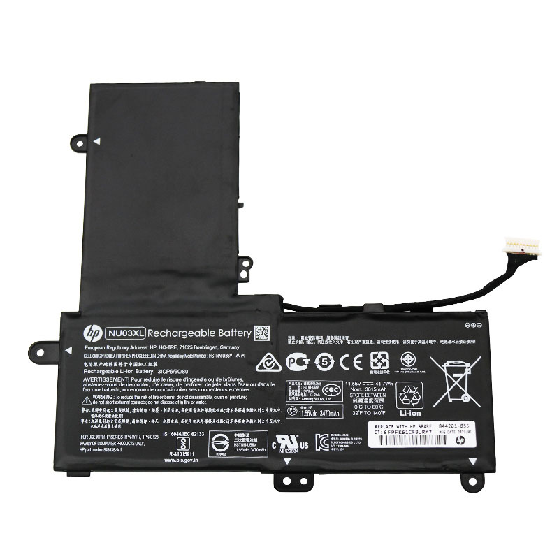 (image for) Replacement HP NU03XL Battery 844201-855 844201-850 HSTNN-UB6V TPN-W117 843536-541 TPN-C128