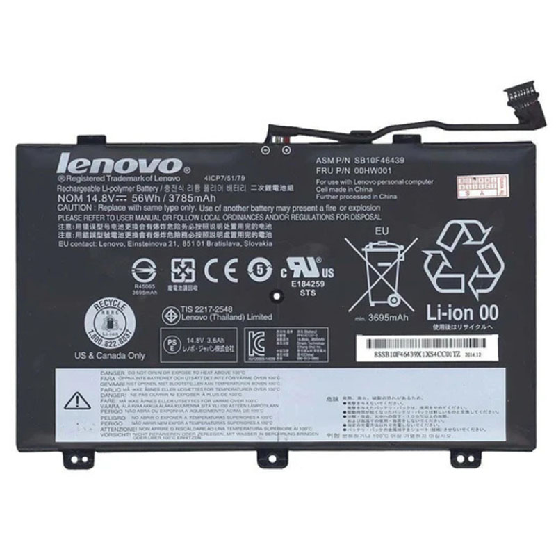 (image for) Lenovo SB10F46438 00HW000 SB10F46439 00HW001 Battery For ThinkPad S3 Yoga 14