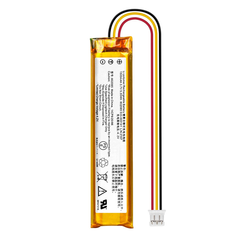 (image for) 802085P 533-000177 DX-LOG-K800 Battery Replacement For Logitech YR0073 Wireless Keyboard 3.7V 1500mAh 5.55Wh