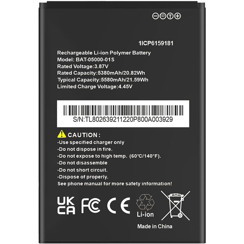 (image for) BAT-05000-01S Battery Replacement For Sonim XP10 XP9900 3.87V 5000mAh 19.35Wh